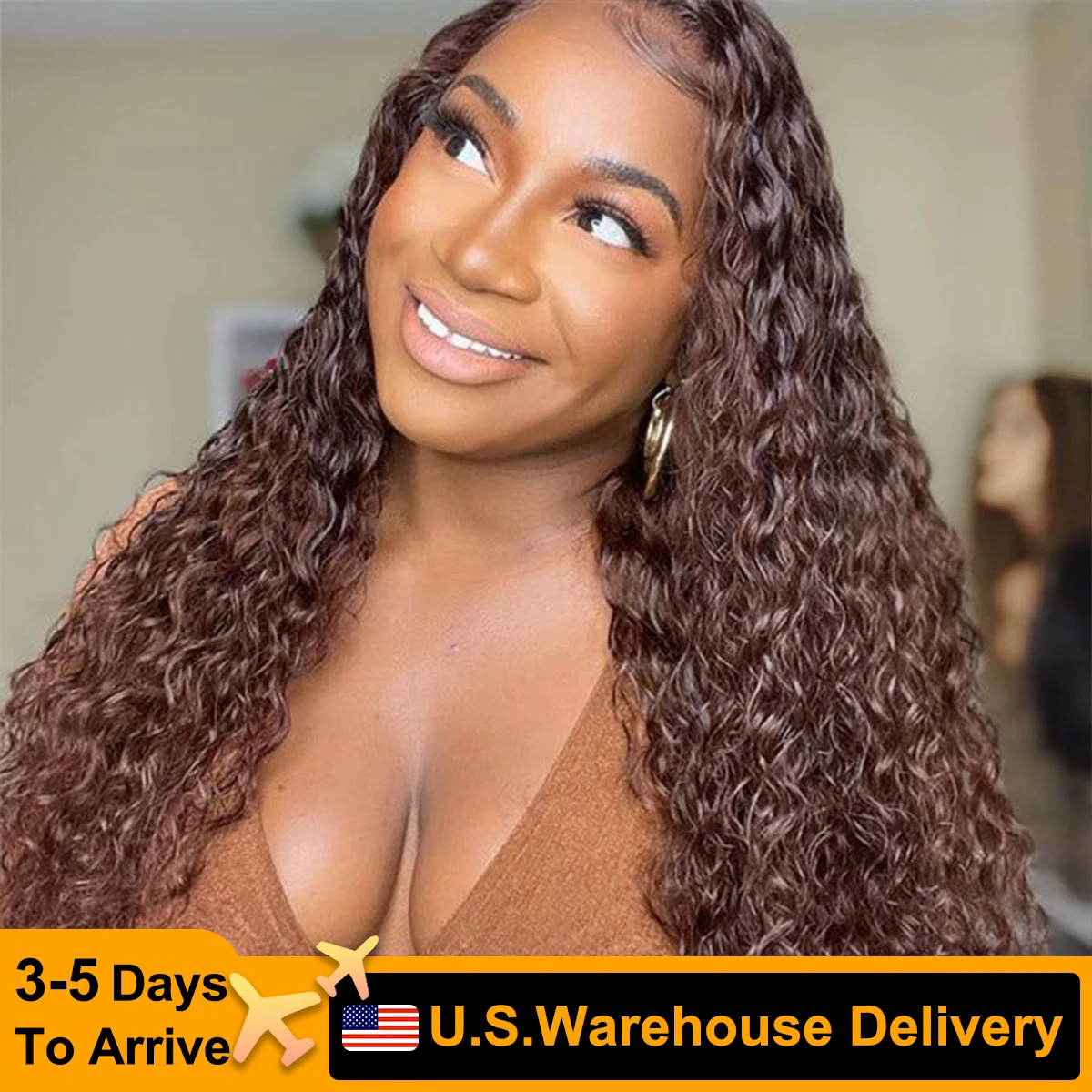 Long Deep Curly Lace Frontal Wigs Human Hair 13x5 13x6 Brown Deep Wave Lace Frontal Human Hair Wigs For Black Women 210Density