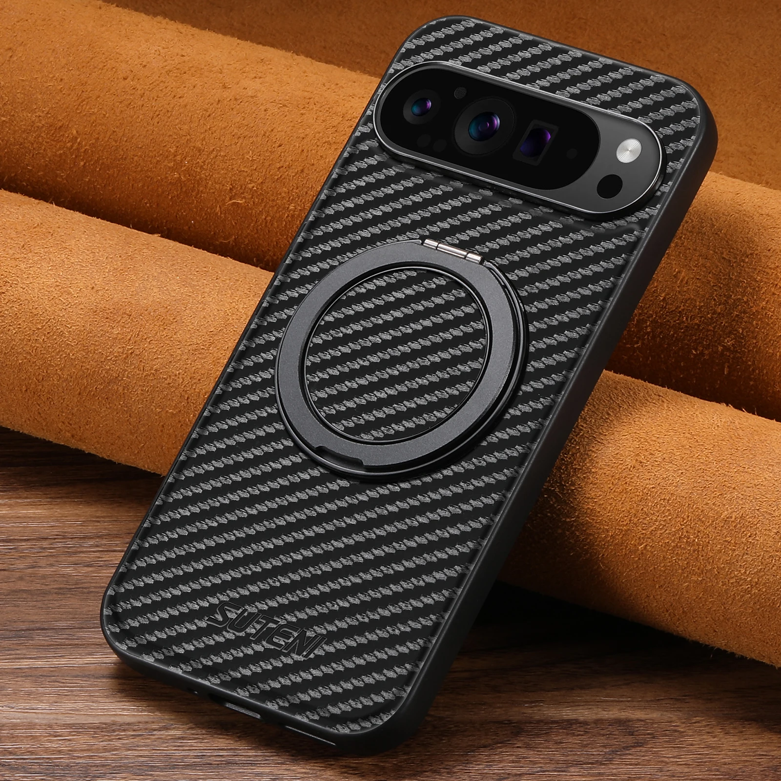 SUTENI Kunstleder Handyhülle Magnet Kabelloses Laden 360 °   Drehbarer Ständer mit Ringschnalle für Google Pixel 10ProXL 9 8A 7 6
