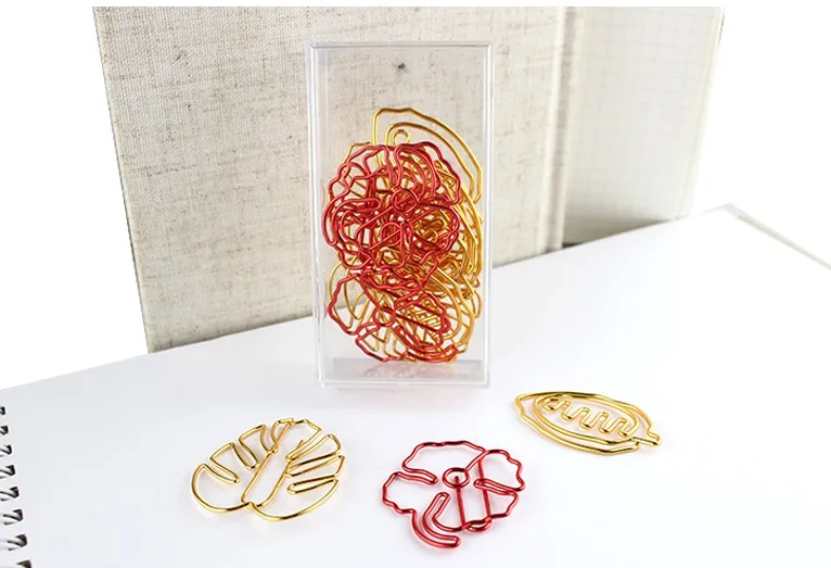 10pcs Red Clover Paper Clips Cartoon Paper Clips Leaf Paper Clips Hanger Pin