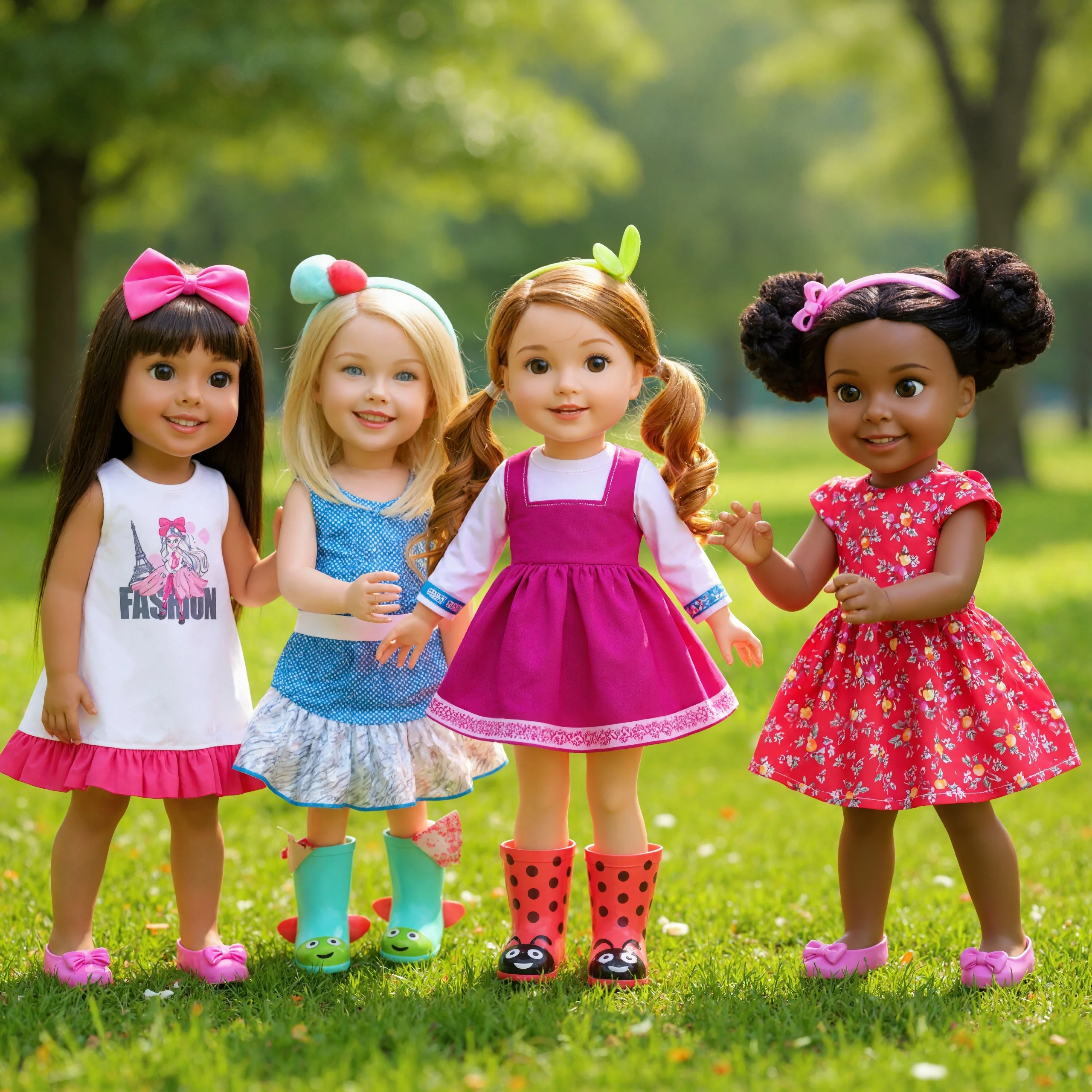 Quatro peças de roupas em um conjunto para 14.5 Polegada wellie wisher & 32-34cm paola reina bonecas casual casa vestido para crianças brinquedo