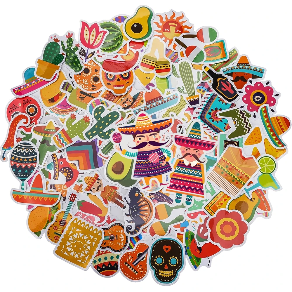 10/30/50/100pcs Mexican Sticker Pack, Mexico Decals for Notebook, Journal, Scrapbook, Phone, Laptop DIY Craft Decoration