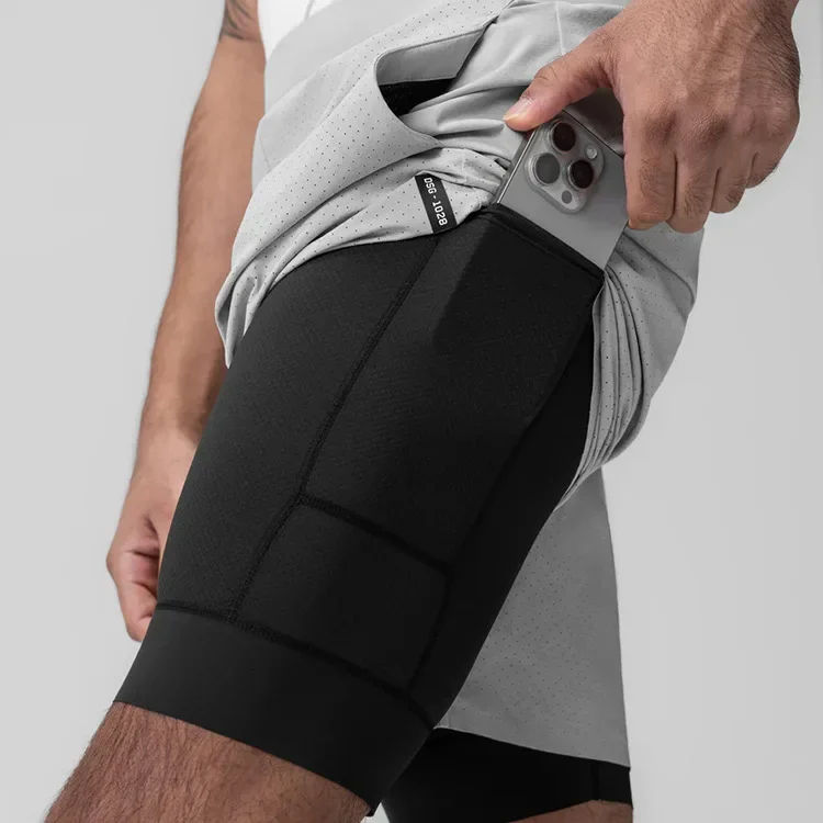 

2in1 Double-deck Basketball Shorts Men's Quick Dry Running Bodybuilding Workout Shorts Sports Training Fitness Gym Short Pants
