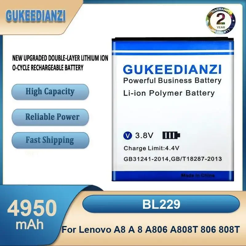 

BL229 4950mAh High Capacity Mobile Phone Battery For Lenovo A8 A 8 A806 A808T 806 808T