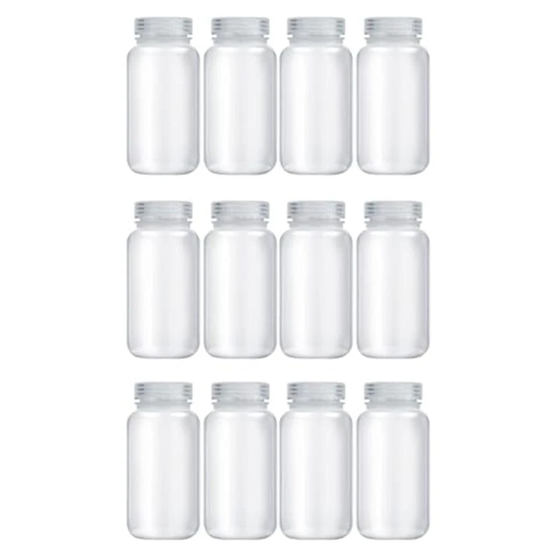 Beauty 12 Pcs Pill Bottle Sample-Bottles Wide Mouth Reagent Bottle Plastic With Screw Caps Sample Containers 4 Oz 125 Ml