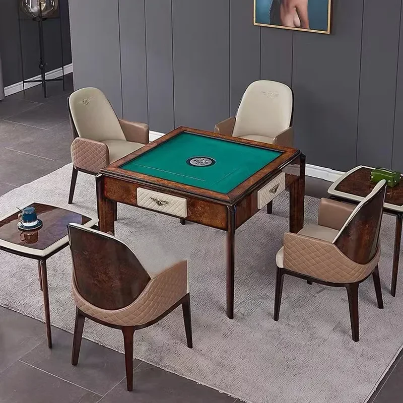 Italian Light Luxury Solid Wood Mahjong Table Automatic Electric Mahjong Machine High End Dining Card Table Dual Purpose