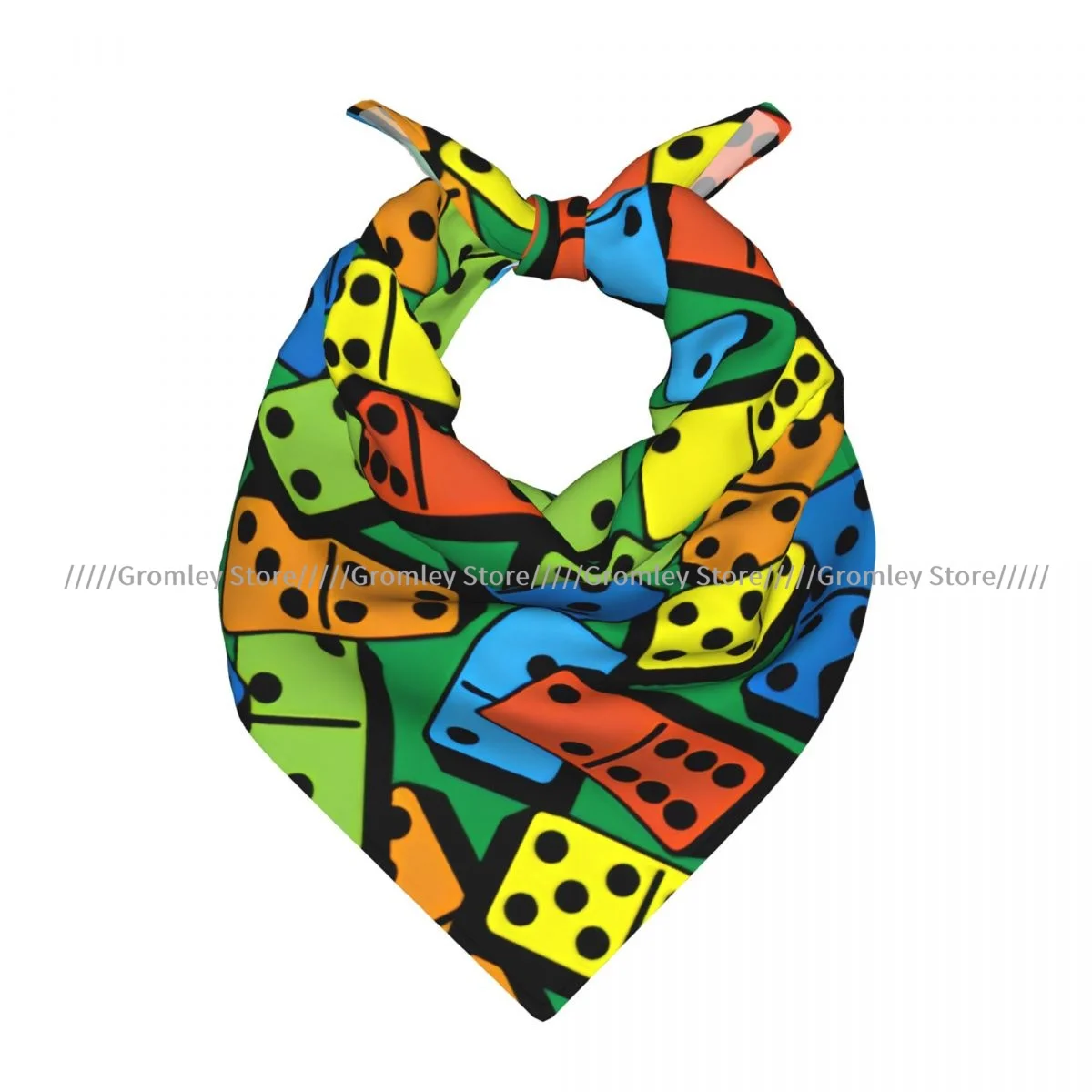 

Casino Colorful Domino Pattern Square Scarf Soft Breathable Daily Kerchief