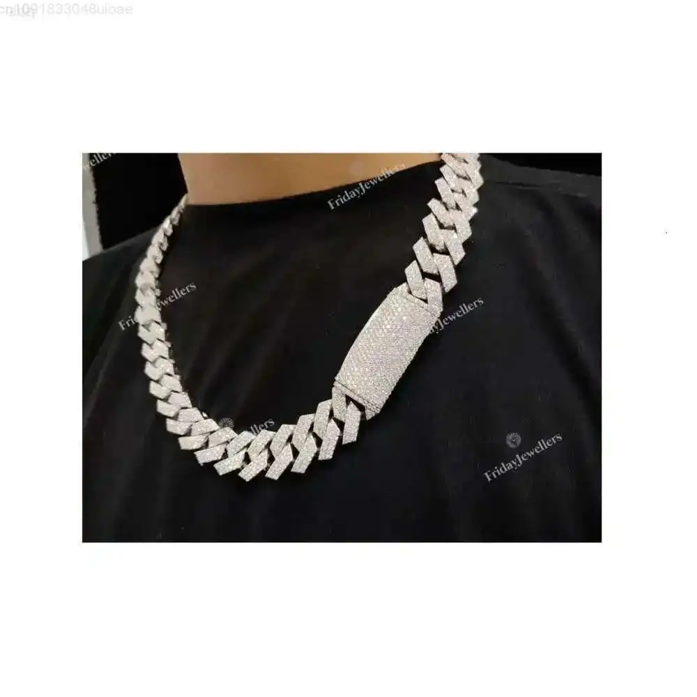 

High on Demand 20mm Miami Cuban Link Moissanite Diamond Chain Necklace Iced Out Bling Charm for From India