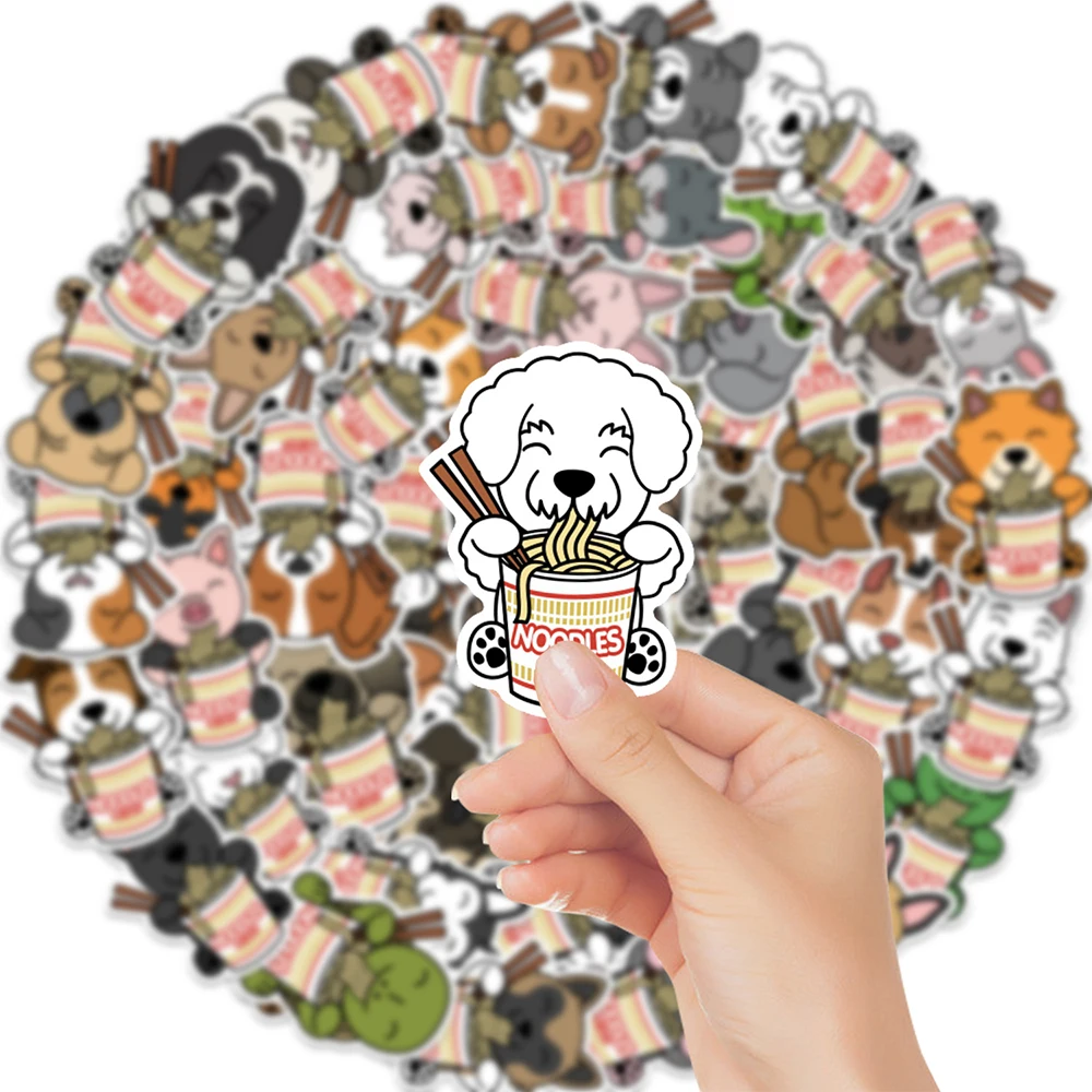

10/30/51pcs Cute Animals Eat Instant Noodles Stickers Creative Cartoon Decals DIY Notebook Fridge Phone Classic Kids Toy Sticker