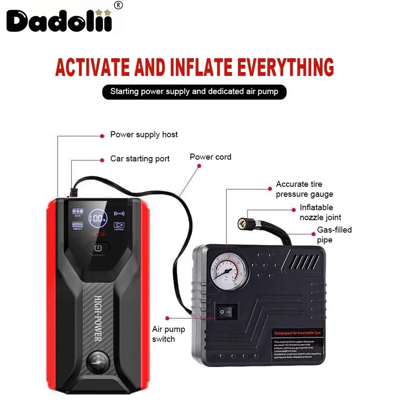سيارة الانتقال كاتب بدء جهاز بطارية قوة البنك 12V98000mAh Jumpstarter السيارات المغفل الطوارئ الداعم شاحن سيارة الانتقال ابدأ