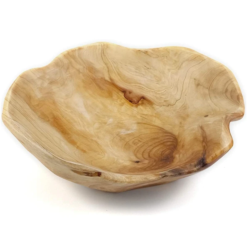 Wooden Fruit Salad Serving Bowl Hand-Carved Root Bowls Creative Living Room Real Wood Candy Bowl 20-24cm