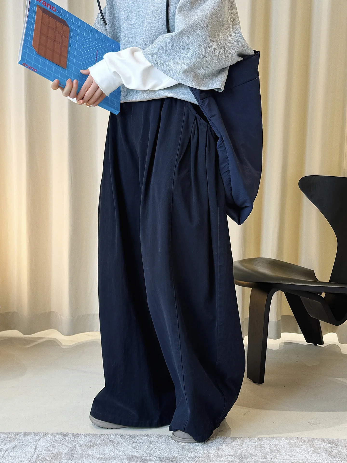 

Весенние ретро-брюки в стиле кэжуал, из высококачественного полированного карбона, с эффектом похудения, широкие штанины, для женщин.