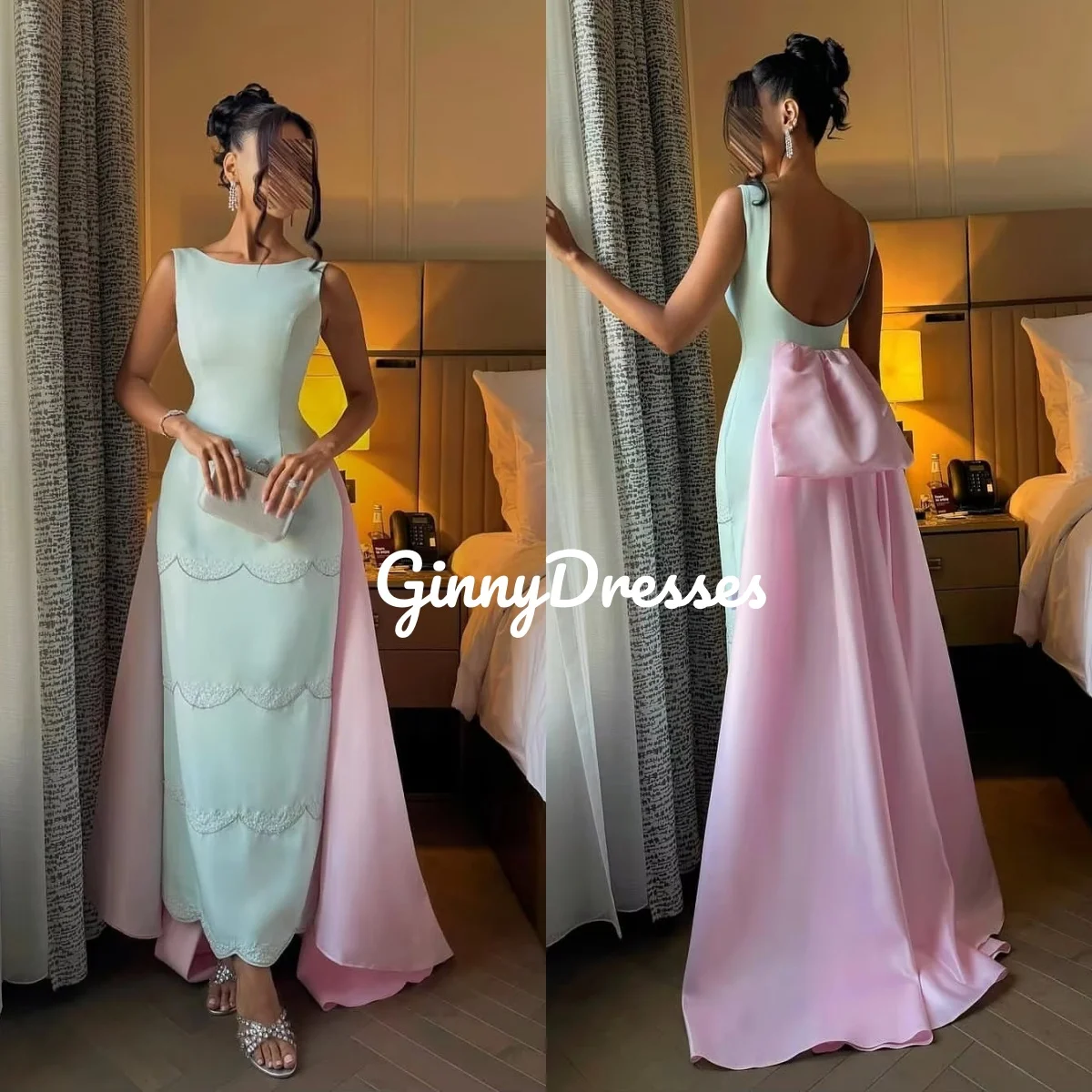 

فساتين سهرة Customize Columnfloor-Length Beaded Dresses For Special Events Scoop Neckline Zipper Up Sleeveless Dresses For Prom