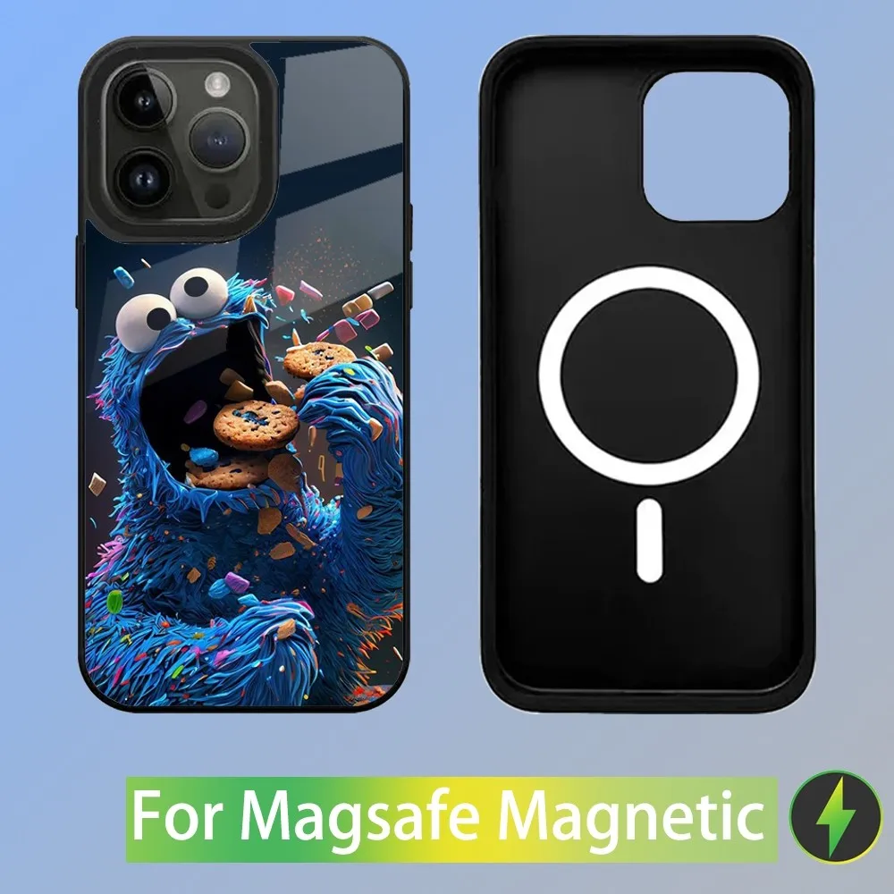 Funny Cookie M-Monster Phone Case For iPhone 15,14,13,12,11,Plus,Pro,Max Mini Magsafe Magnetic Wireless Charging