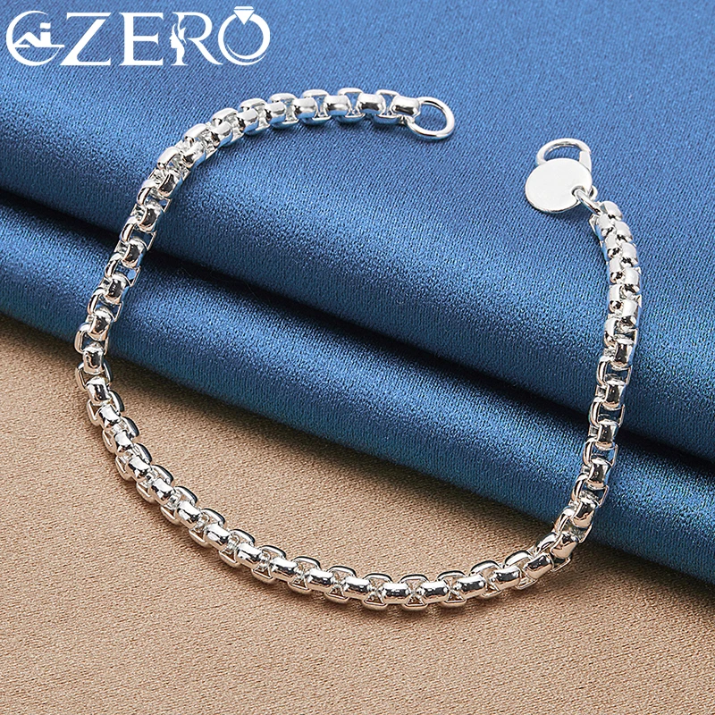 ALIZERO 18-karatowe złote bransoletki 925 Sterling Silver 4mm Okrągła bransoletka z łańcuszkiem dla kobiety Mężczyzna Biżuteria modowa Prezent ślubny — zdjęcie 4