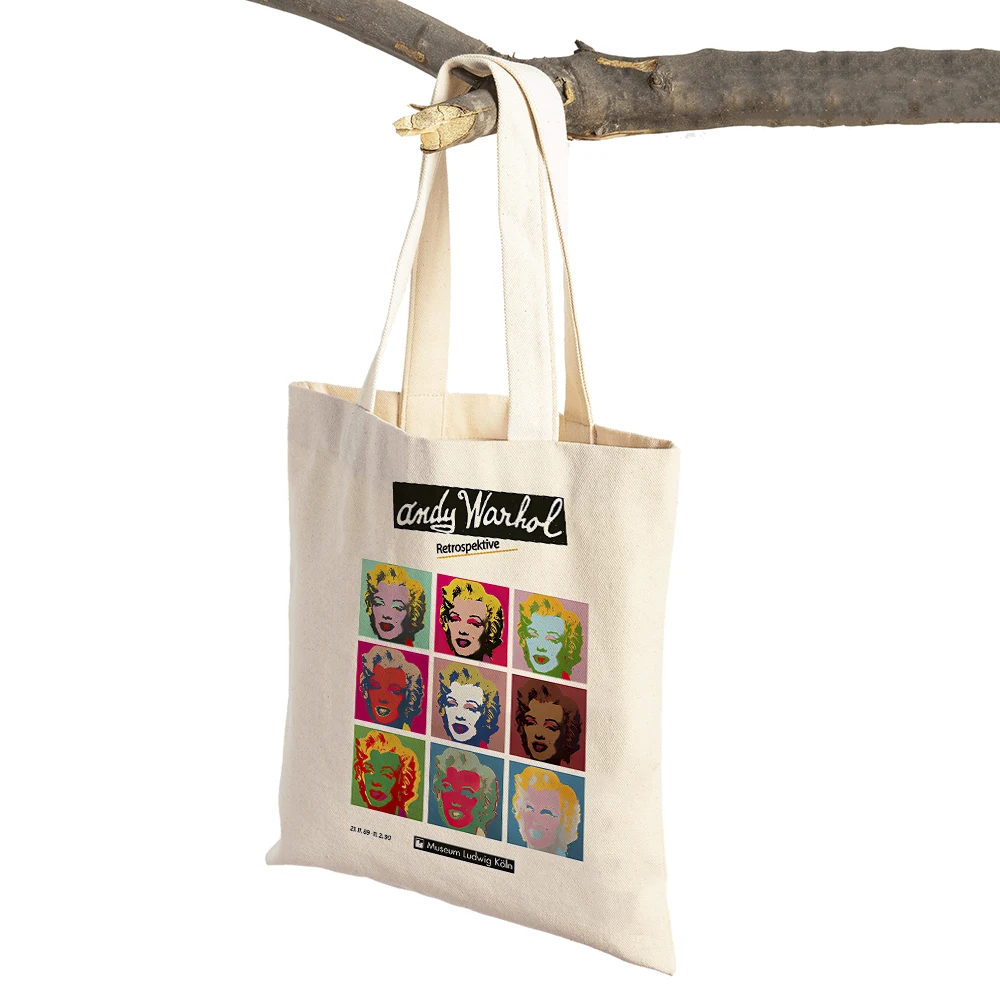 Andy Warhol Space Moonwalk Banana Candy Tote Handbag Fashion Casual Retro Lady Shopping Bag Both Sided Women Shopper Bags