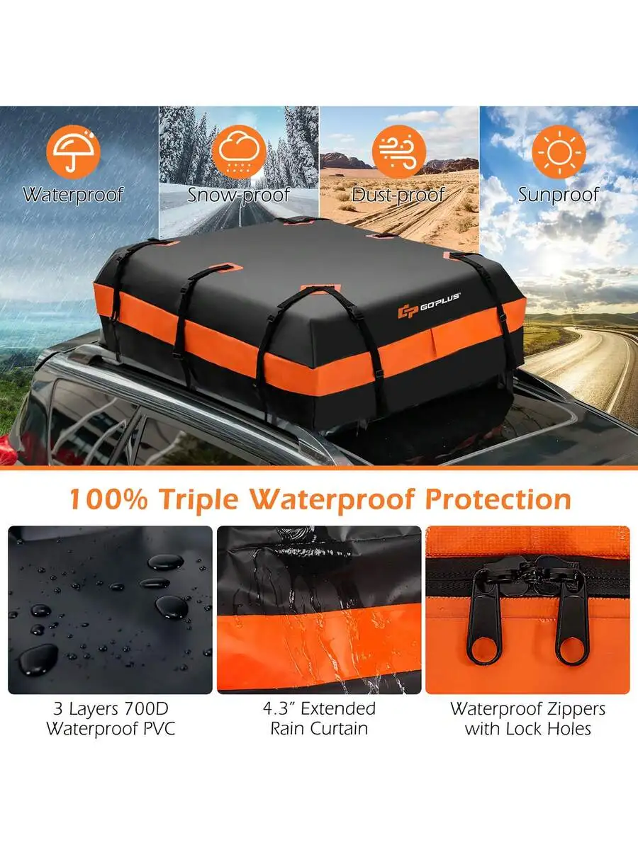 Lifezeal 21 Cubic Feet Car Roof Bag Rooftop Cargo Carrier Waterproof Soft Top Luggage Bag