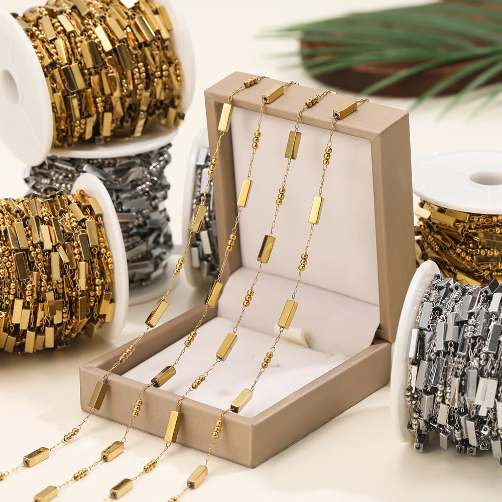 1M/Pack 6 Styles Stainless Steel Square Heart Shell Shape Beads Chains for DIY Necklace Bracelets Jewelry Making Accessories image 3