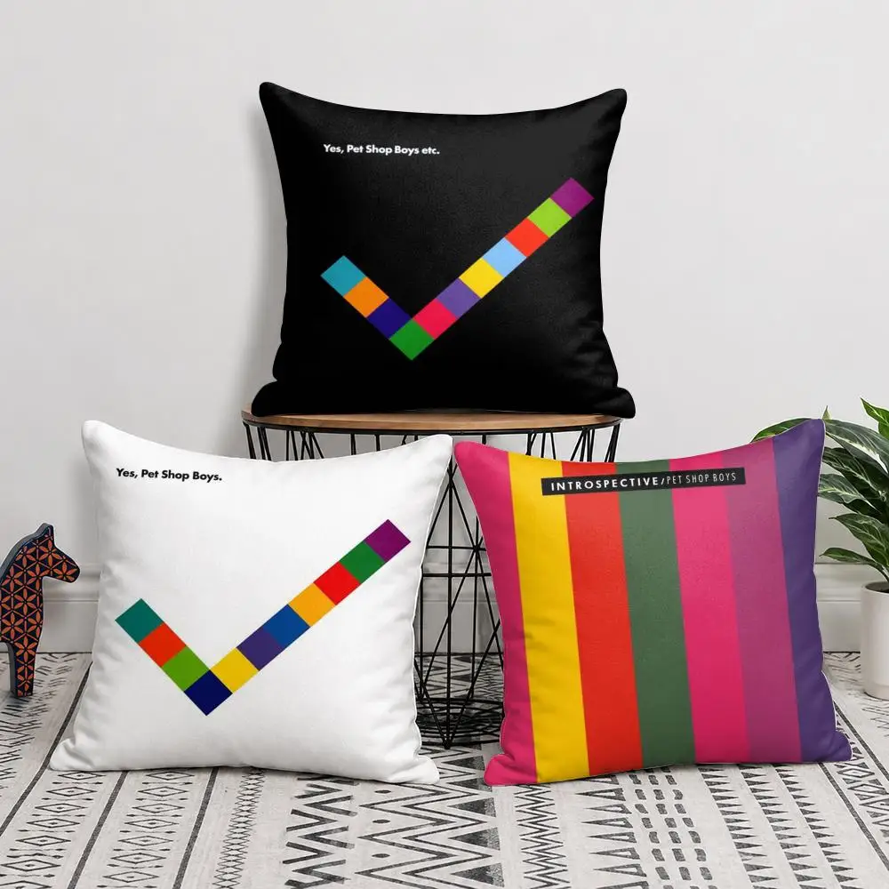 P-Pet S-Shop Boys Cushion Cover Soft Short Plush Double-Sided Printing Home Decor Machine Washable Pillow Case Gift
