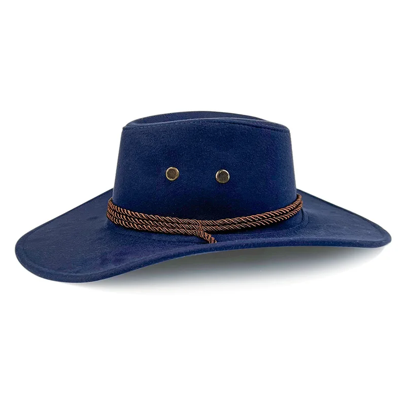 New British Style Jazz Hat Cowboy Hat Western Suede Denim Hat Men\'s and Women\'s Ethnic Style Retro Knight Top Hat Wholesale