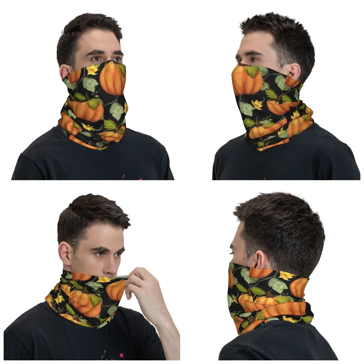 Herfst Pompoen Pompoenen Bandana Hals Cover Gedrukt Halloween Bivakmutsen Gezichtssjaal Multi-use Hoofddeksels Unisex Volwassen Winter