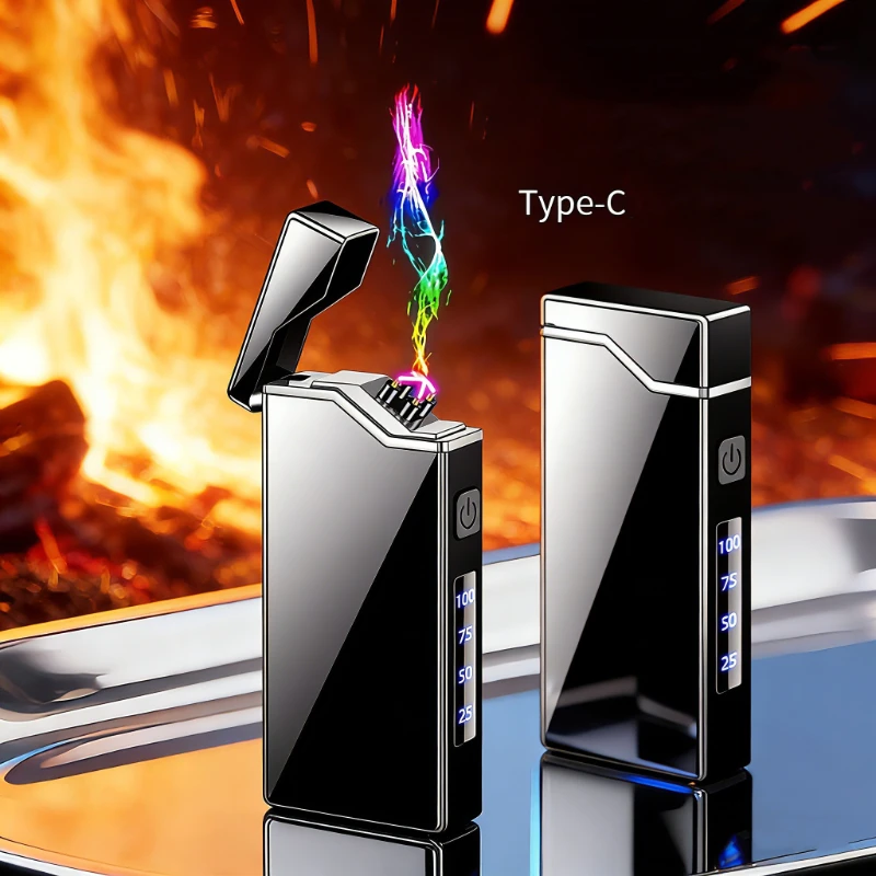 New Touch-Sensitive Dual Arc Electronic Lighter Rechargeable Windproof Cigarette Lighter Smoking Accessories Gadgets for Men
