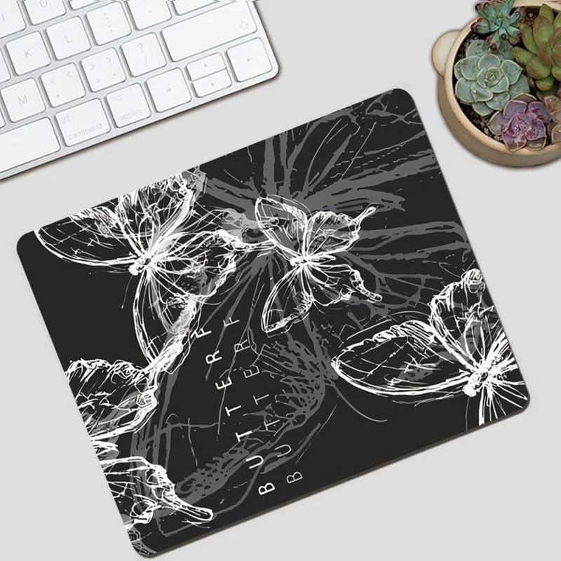 

Линия с узором бабочки, стекло без запирающихся краев, коврик для мыши, коврик для компьютерной мыши, домашний офис, студенческий настольный коврик, новый гладкий коврик для ПК