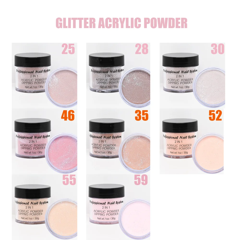 1 Unze Dipping & Acrylpulver 2in1 French Maniküre Staub Professioneller Nude Glitter Acryl Nagelstaub zum Verlängern/Skulptur/Build Nai