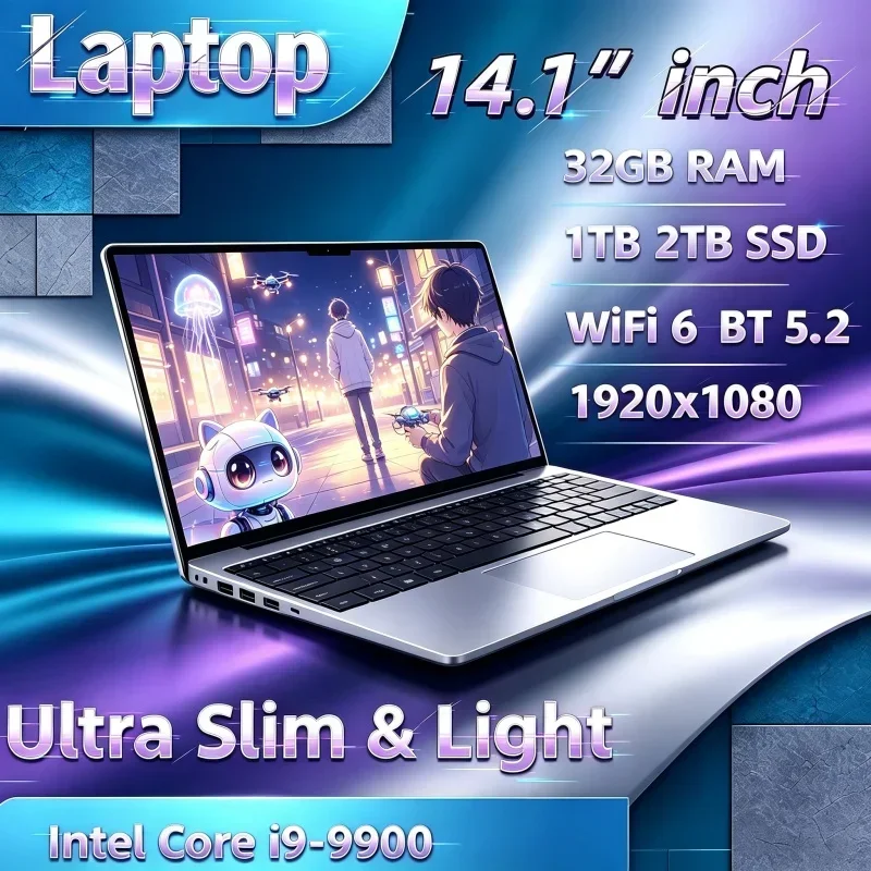14.1' Intel Windows 11 Pro Core i9-9900 Laptop Computer 32GB RAM 1TB 2TB SSD Portable Notebook PC Office Study Laptops