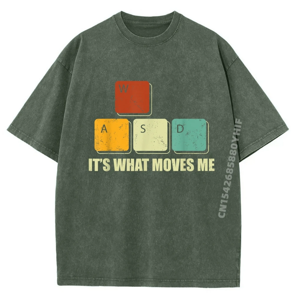 Wasd It What Moves Me ألعاب الفيديو الكمبيوتر ألعاب الكمبيوتر الجرافيك قمصان رجالي ريترو غسلها تي شيرت الاتحاد الأوروبي حجم الطابع