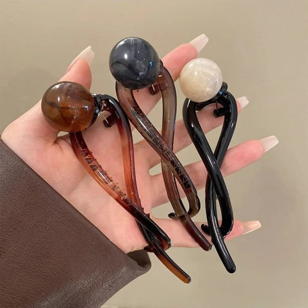 

Retro Hairpin Bead Twisted Clip Hair Styling Tool Frog Buckle Line Grab Clip Hair Clip Hair Accessories Ponytail Clip Women
