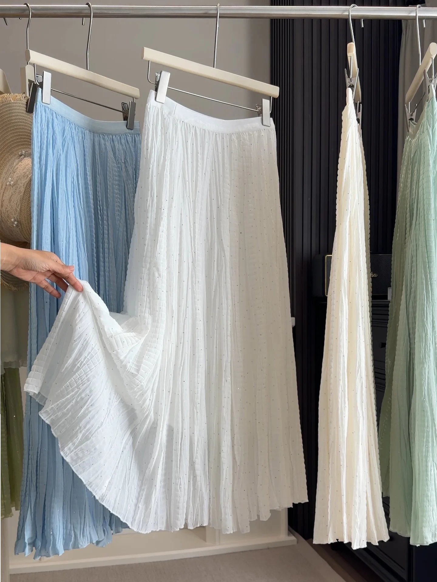 

Новинка 2026: Женские летние плиссированные длинные юбки А-силуэта, однотонные, с высокой талией, в стиле бохо, макси-юбки, Faldas Femme, уличная мода