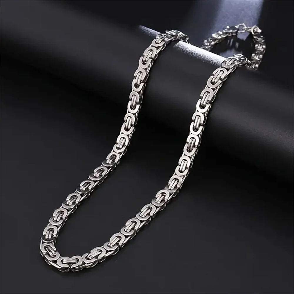 خمر شقة البيزنطية ربط سلسلة القلائد الذكور 8 مللي متر الذهب الفضة اللون الفولاذ المقاوم للصدأ سلسلة للرجال النساء مجوهرات بسيطة هدية #6