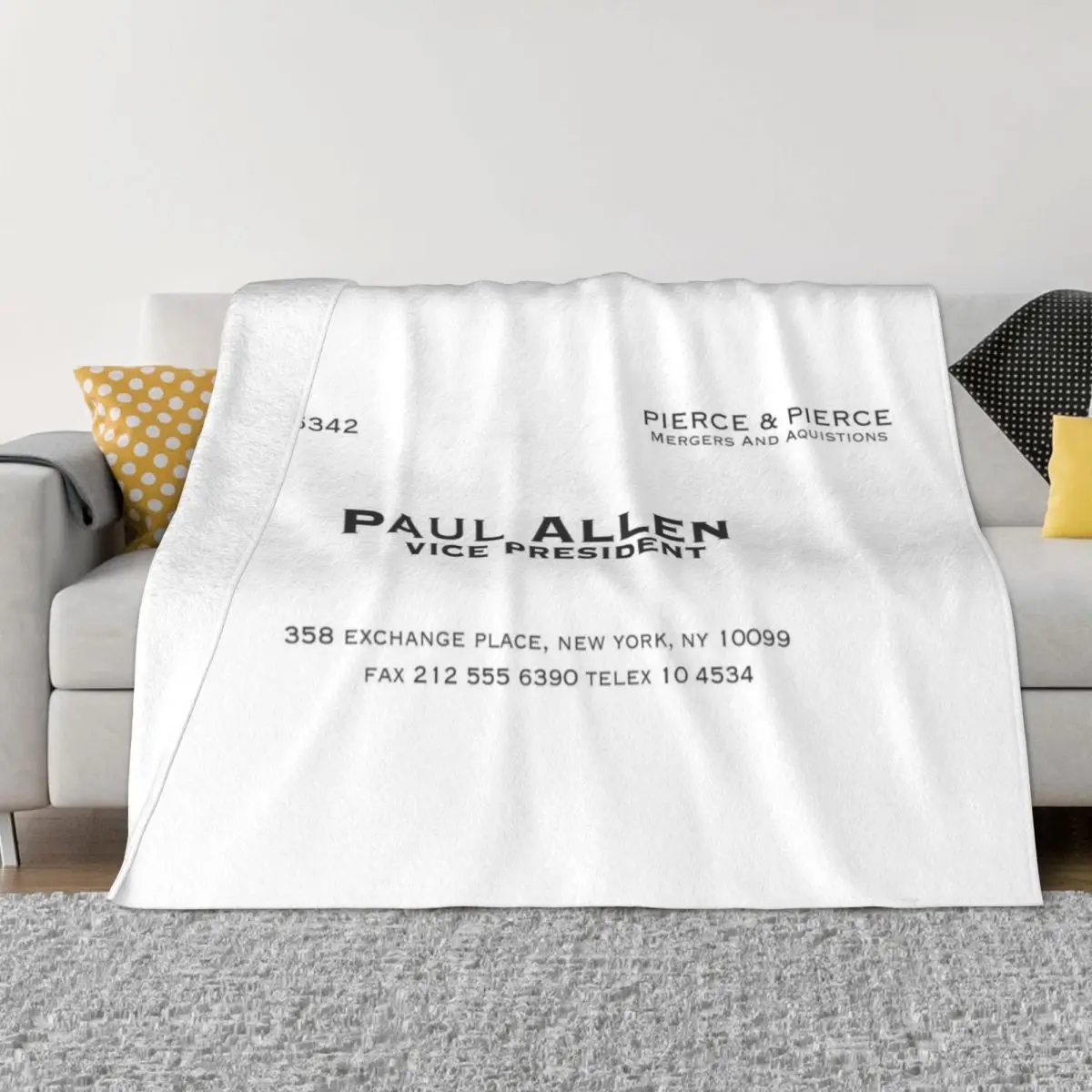 

Paul Allen Business Card Throw Blanket Retro Blankets Bed linens Blankets for babies