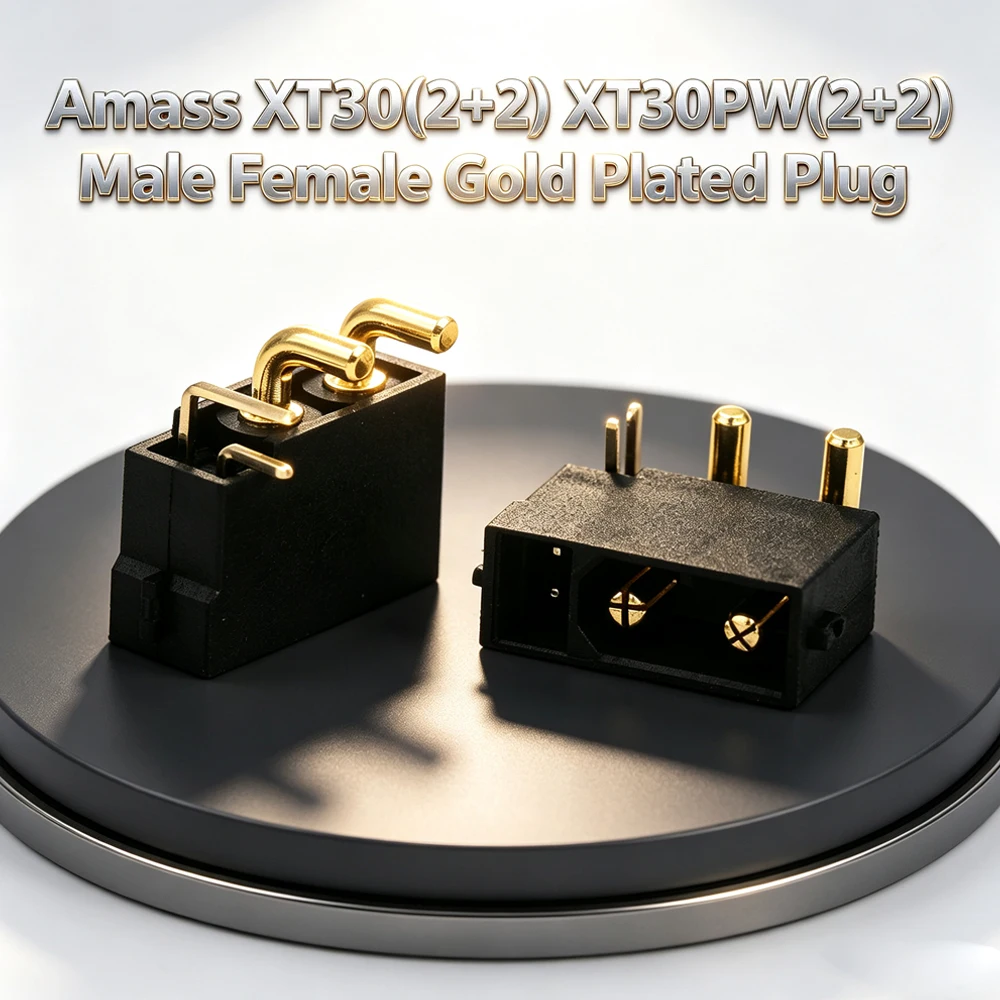 5 / 10 Pairs Amass XT30(2+2) XT30PW(2+2) Male /Female Gold Plated Plug with Signal Pin for RC Drone Aircraft Car Boat