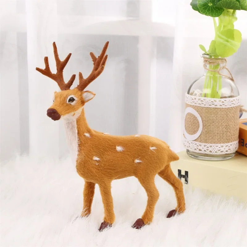 Simulation Sika Deer Ornaments Plush Toys Christmas Reindeer Figurine Decor Dolls Christmas Ornaments Gift