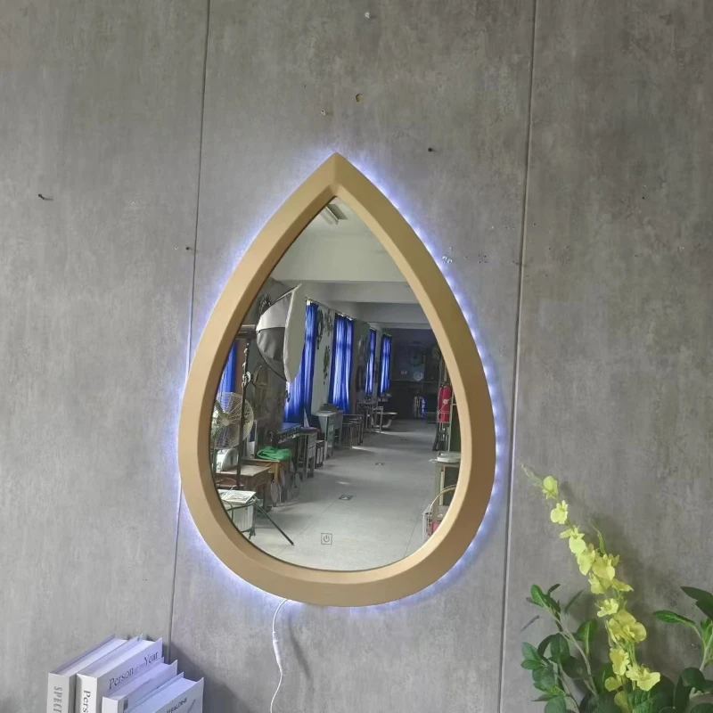 70X50 Contemporary Mirror Wooden Frame Wall Hanging Irregular Asymmetric Handmade Decoration