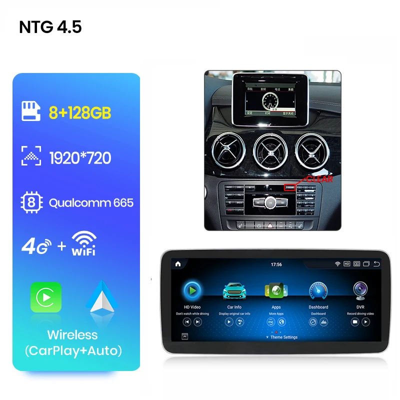 Junsun Qualcomm 665 Draadloze CarPlay Android Auto Radio Voor Mercedes Benz B Klasse W245 W246 2011-2018 GPS Intelligente Systeem