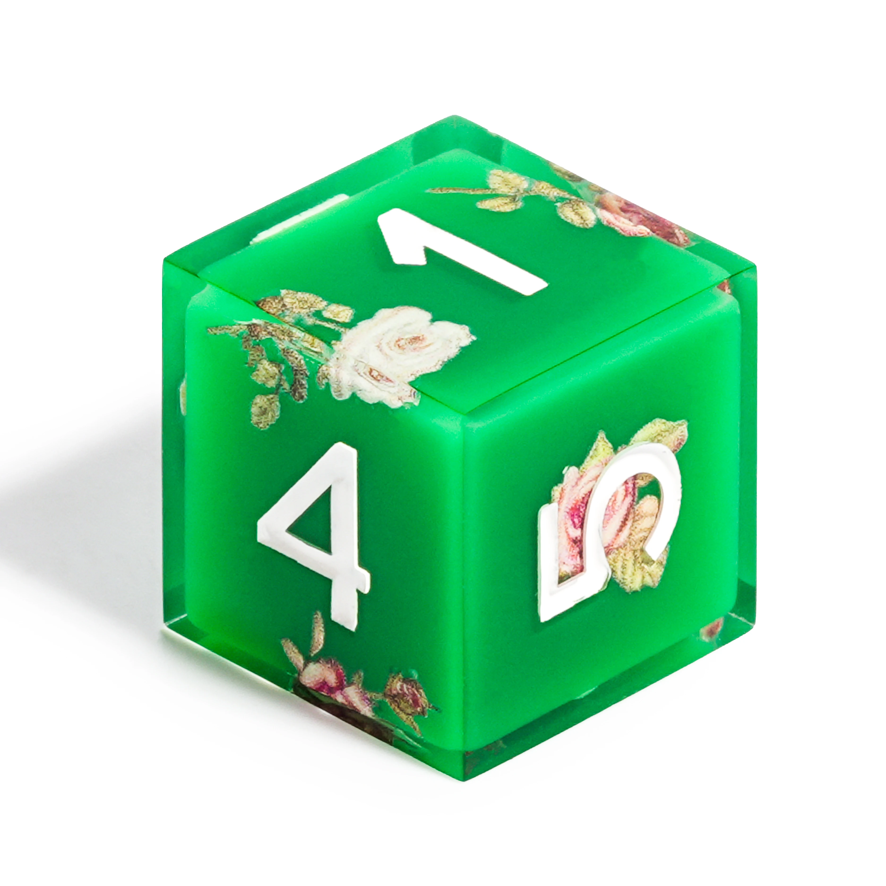 1-7Pcs Green Flowers Resin Dice Set Multi-sided Polyhedral Dice for D&D Game COC Role Playing RPG Table D6~D20