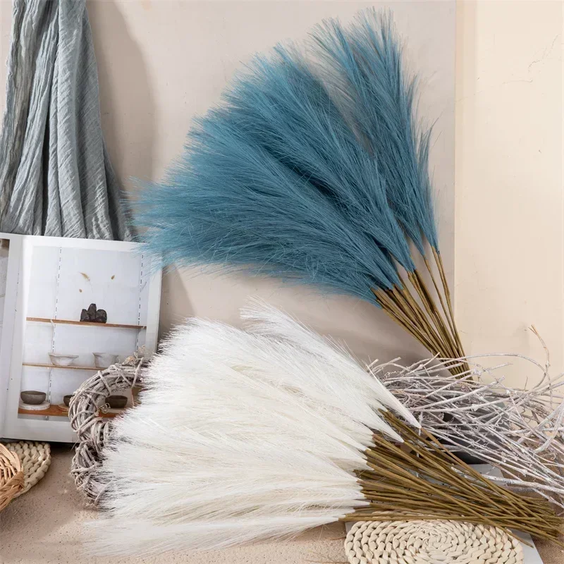 10pcs Fluffy Pampas Grass Boho Decor Flower Fake Plant Reed Simulated Wedding Party Home Decoration Artificial Flowers 55CM