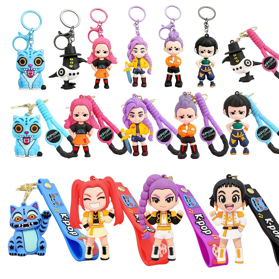 Portachiavi Kpop Devil Hunter, portachiavi con figura in PVC con personaggio della tigre, simpatico portachiavi in stile Harajuku per bambini e fan, regalo di Natale