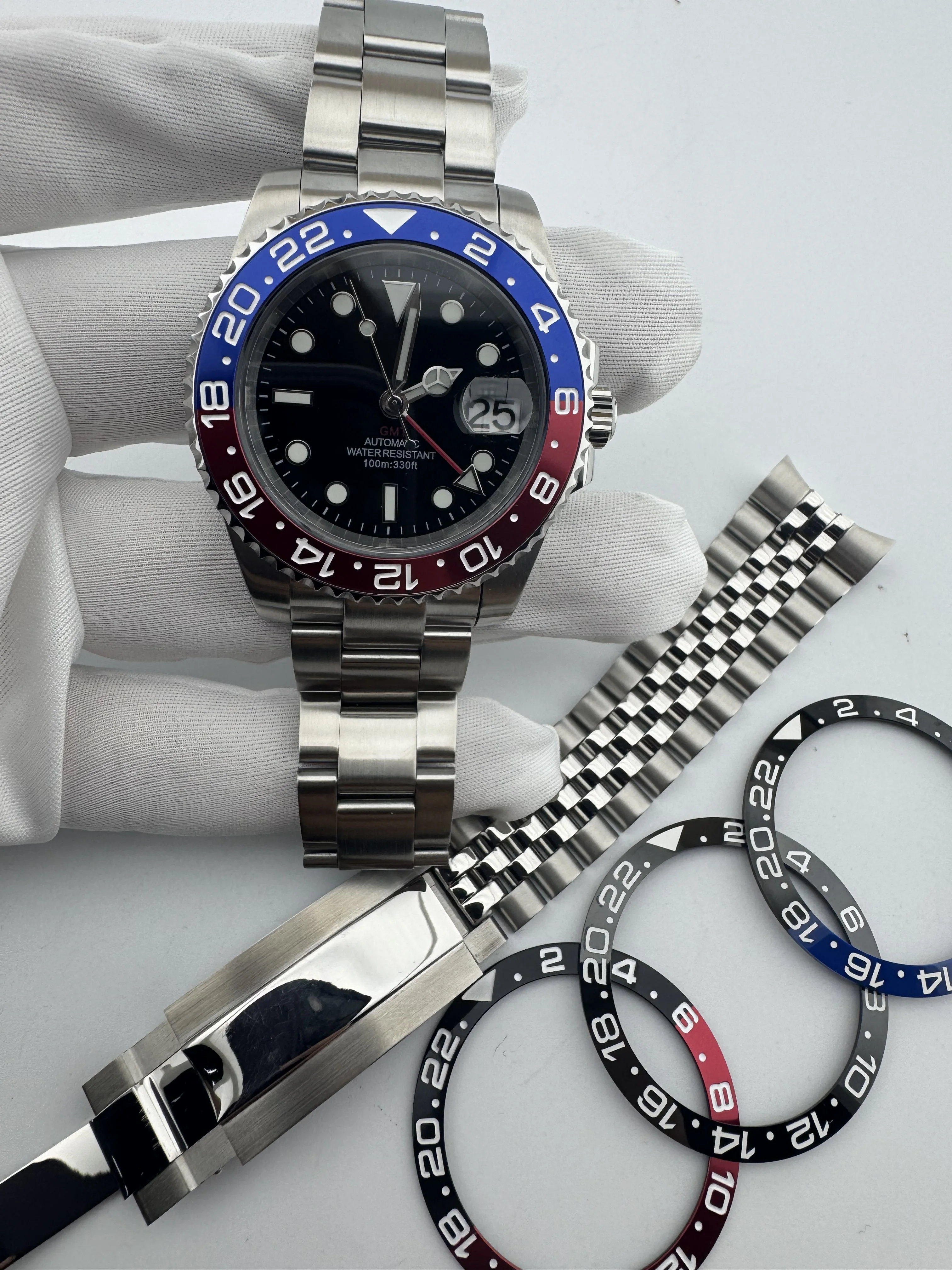 تصميم CORGEUT-Reloj de pulsera mecánico Personado para Hombre GMT NH34 luminoso Movement concristal de zafiro 40 مللي متر 10bar