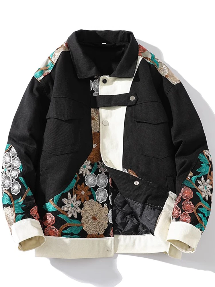 

Элегантная вышитая повседневная куртка для мужчин: весенне-осенняя, оверсайз, в рабочем стиле, винтажная, в китайском стиле, свободного кроя, хлопковая