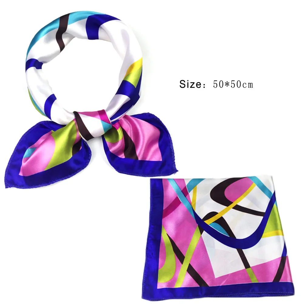 2023 Design Silk Square Scarf for Women Small Neck Scarfs Fashion Print Foulard Hairband Satin Head Kerchief Vintage Scarves