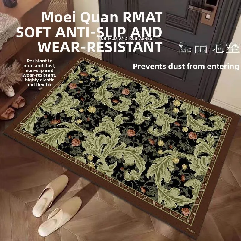 

Придверный коврик в американском ретро-стиле, грязезащитный, для помещений, с функцией удаления грязи, шелковистый круглый коврик, можно обрезать, легко чистить, противоскользящий.