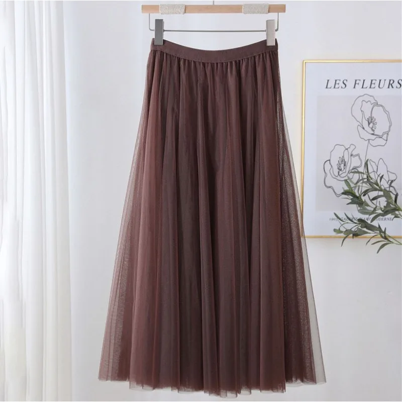 

Womens Swinging A Word Pleated Skirt Medium and Long Mesh Skirt Red Skirt Dance Skirt Square Dance Skirt