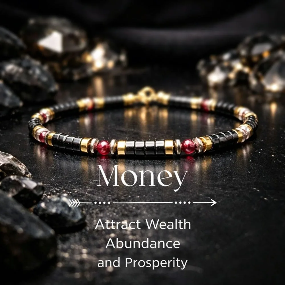 Black Agate and Red Vein Stone Beaded Fortune Bracelet Attracts Wealth, Abundance, and Prosperity Natural Stone with Metal Spacers Unisex Jewelry for Daily Wear and Gift Giving