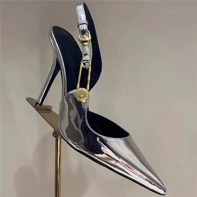 Sapatos de salto alto de strass para mulheres, fivela pontiagudos, saltos finos, marca de luxo, design feminino, sexy, moda, 2024