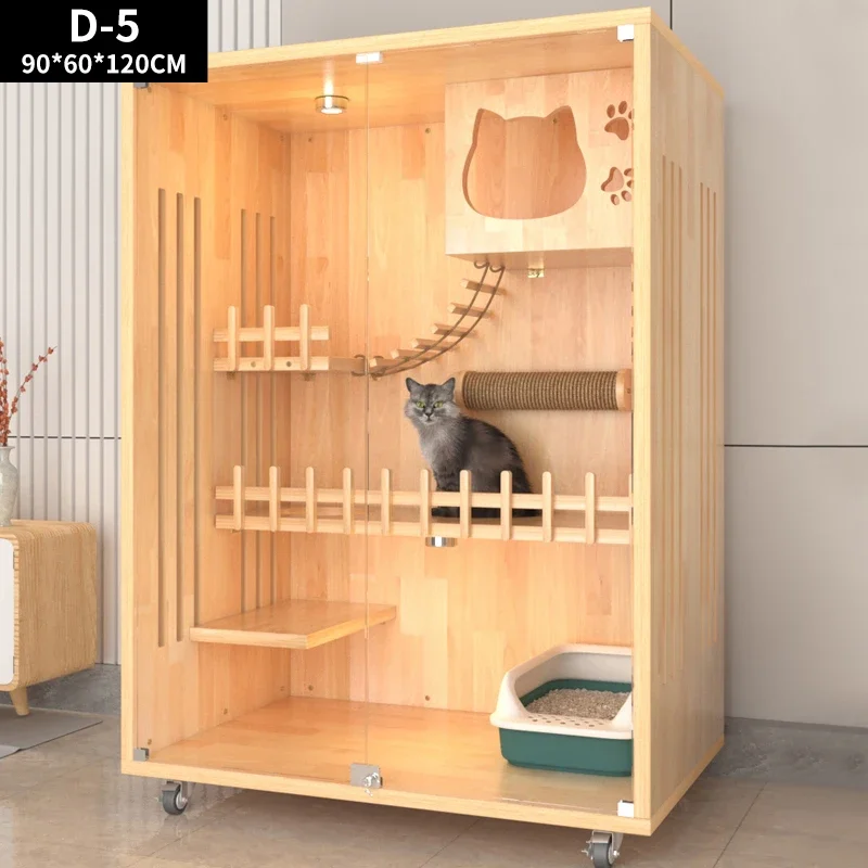 

TT2024 Factory Manufacturer Hot Selling Pet Cages&houses Multi Function Cat Cage Large Pet Furniture Solid Wood Cat Villa