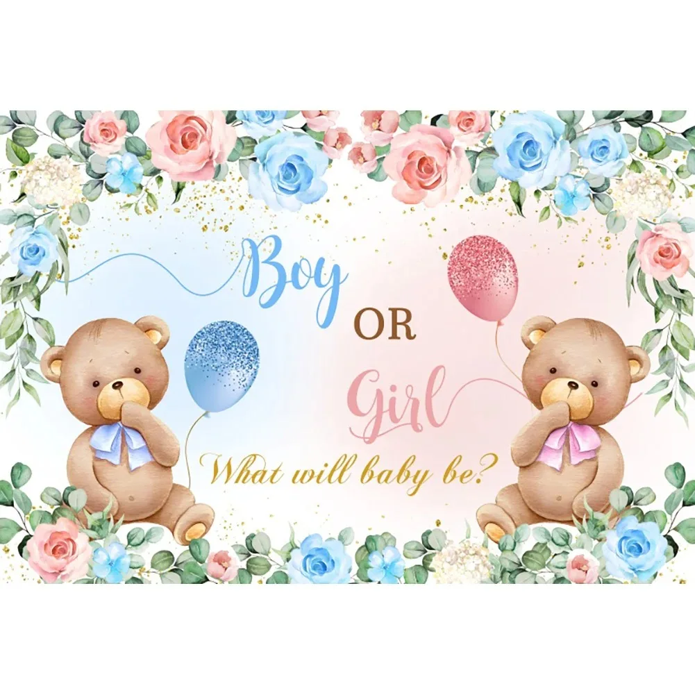 Gender Reveal Birthday Party Boy Or Girl Photocall Backdrop Baby Shower Photography Background Banner Decor Photo Studio Custom