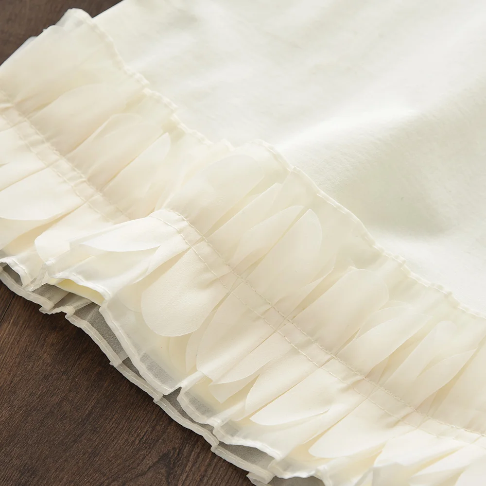 الصيف 3-7 سنوات الفتيات موضة ملابس للحفلات الحلو بلون أكمام س الرقبة فستان مكشكش 1 قطعة الاطفال ملابس بسيطة غير رسمية #5